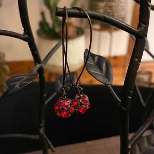 Red/black dangle earrings
